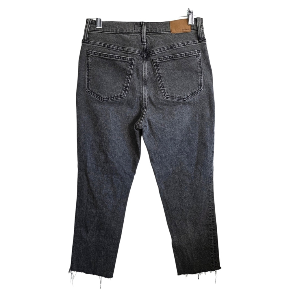 Madewell High Rise Black Distressed Straight Leg Jeans The Perfect Vintage Jean - Picture 6 of 12